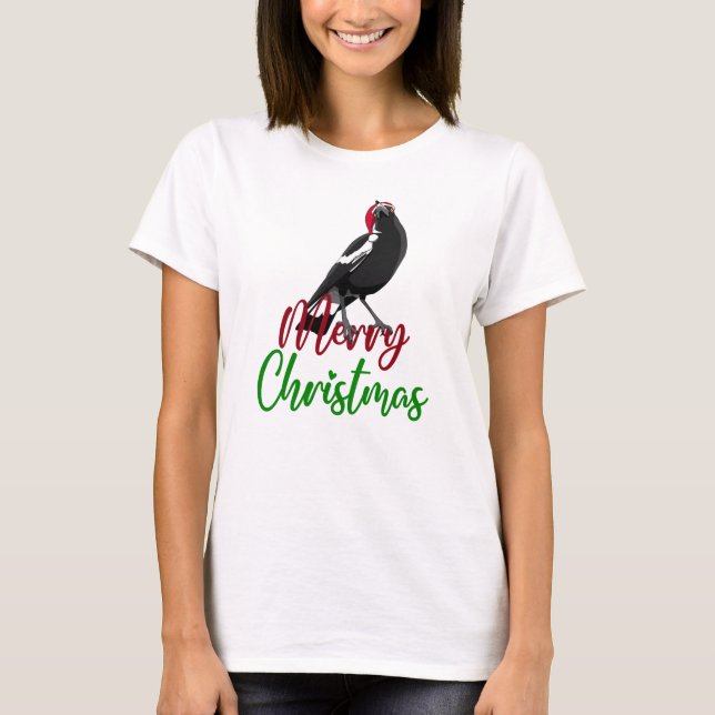 God jul australiska magpie t shirt (Framsida)
