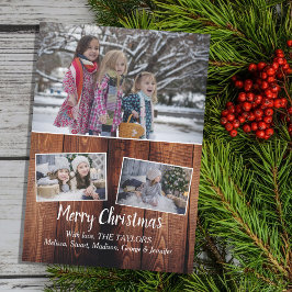 God jul av av familjefärlledträ julkort