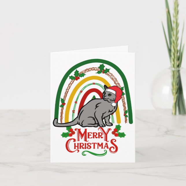 God jul av den ryska julblåkatten kort (Framsida)