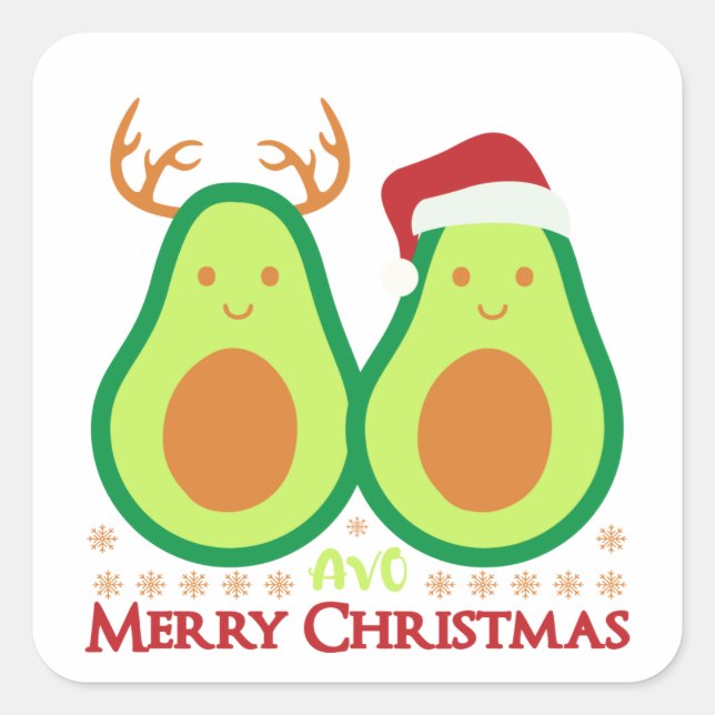 God jul Avocado Fyrkantigt Klistermärke (Framsida)