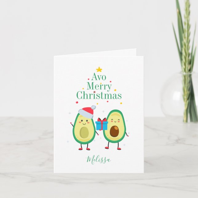 God jul Avocado Personlig Illustration Anteckningskort (Framsida)