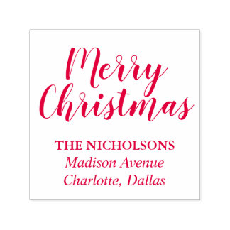 God jul Avslappnad Red Script Helgdag Självfärgande Stämpel