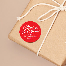 God jul avslappnad-skript, röd helgdag-gåva runt klistermärke