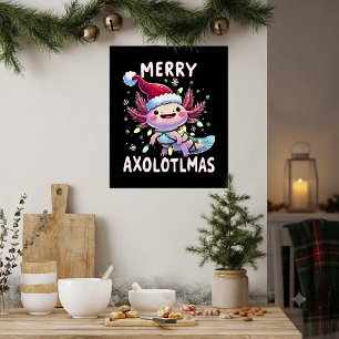 God Jul Axolotl Ljus Axolotlmas Träd Poster