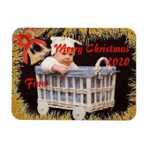 God jul Baby/Child Anpassningsbar Photo & Namn Magnet