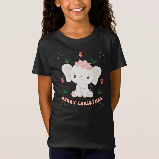 God jul Baby Elephant T Shirt (Framsida)