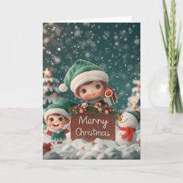 God jul, Baby Elves Digital Art Helgkort