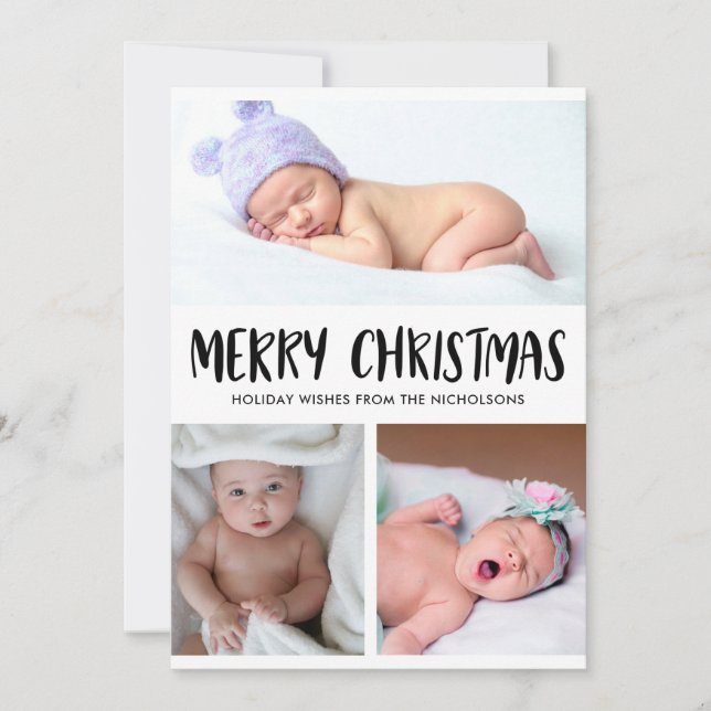 God jul | Baby första julfoto Julkort (Framsida)