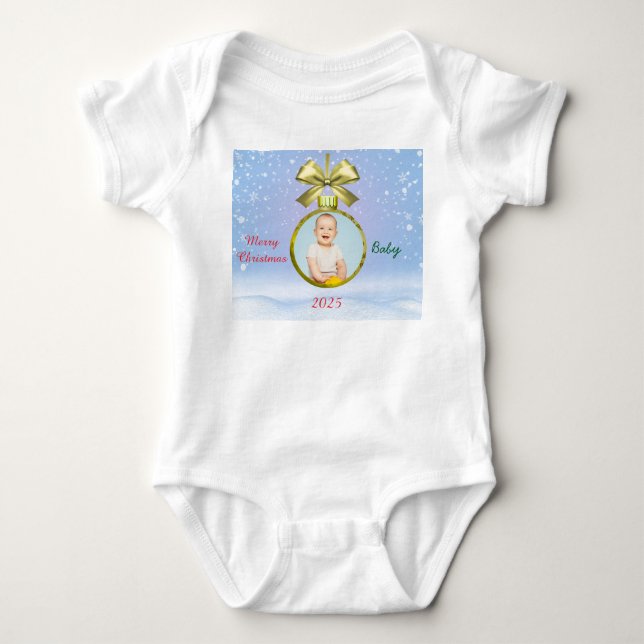 God Jul Baby Foto  T Shirt (Framsida)