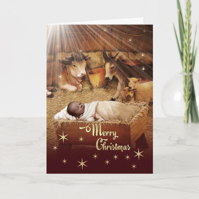 God Jul. Baby Jesus julkort Helgkort (Framsida)