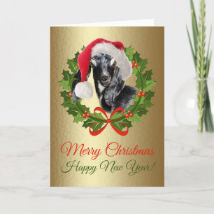 God jul Baby Nubian Goat Kid Oljemålning Helgkort
