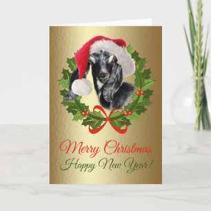 God jul Baby Nubian Goat Kid Oljemålning Helgkort
