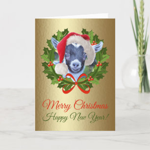 God jul Baby Pygmy Goat Kid-Oljemålning Helgkort