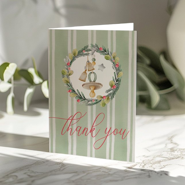 God Jul Baby Shower - tack för ditt kort (Folded Thank You Card)