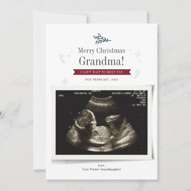 God jul Baby Sonograph Photo Grandma (Framsida)