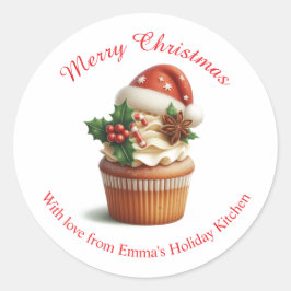 God jul Bakery Cupkaka Personalize Sticker Runt Klistermärke