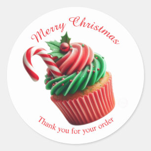 God jul Bakery Cupkaka Tack, Sticker Runt Klistermärke