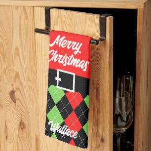 God jul Bälte och Argyle Red Kökshandduk
