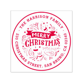 God jul-banderoll Namn & Returadress Självfärgande Stämpel