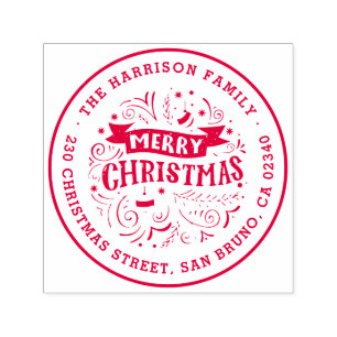 God jul-banderoll Namn & Returadress Självfärgande Stämpel