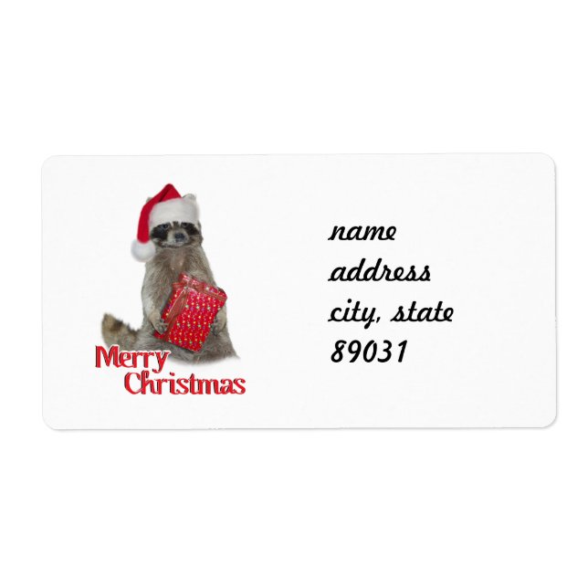 God Jul Bandit Raccoon med nutid Fraktsedel (Framsidan)