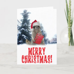 God Jul Bandit Raccoon med nutid Helgkort