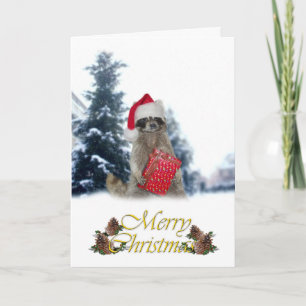 God Jul Bandit Raccoon med nutid Helgkort