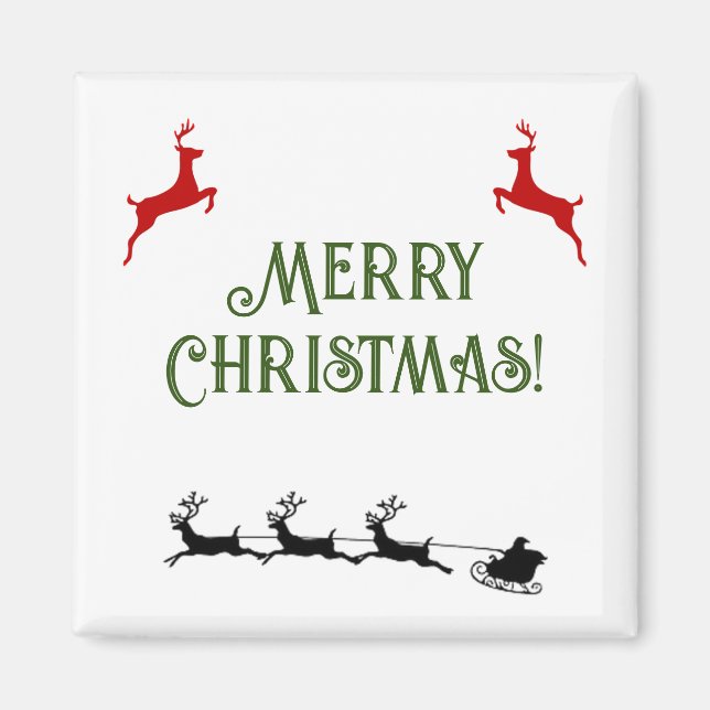 God jul Banner Red Reindeer Magnet (Framsidan)