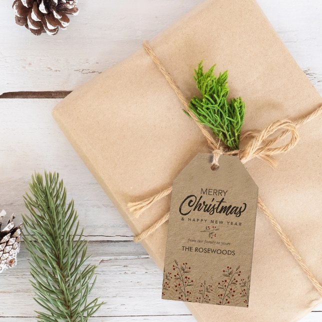 God Jul Bär Personlig Presentetikett (Merry Christmas Berries Personalized Gift Tags)