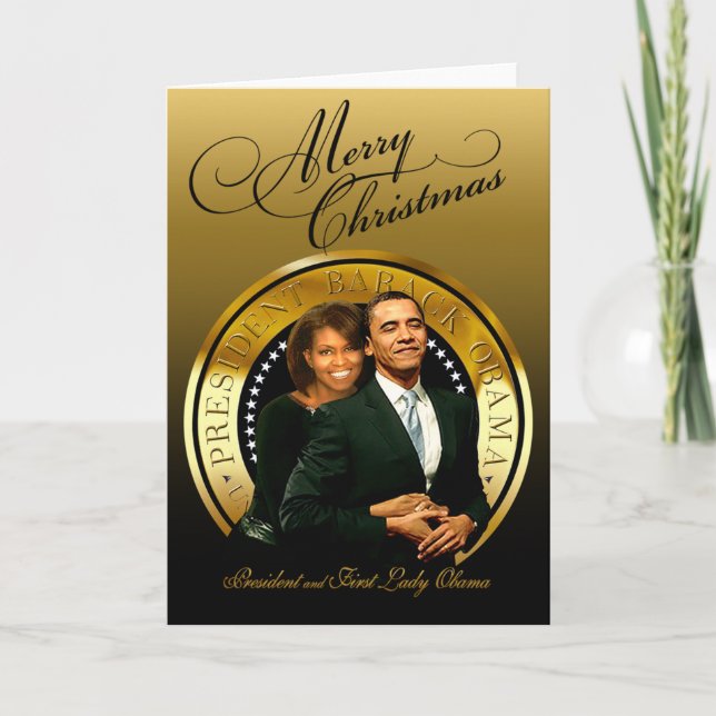 God jul Barack och Michelle Obama Helgkort (Framsida)