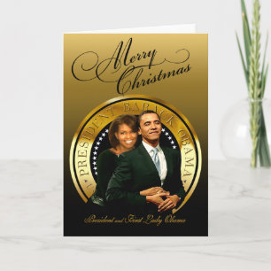 God jul Barack och Michelle Obama Helgkort