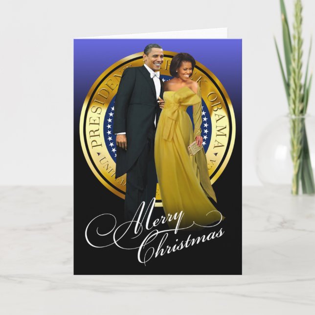 God jul Barack och Michelle Obama Helgkort (Framsida)
