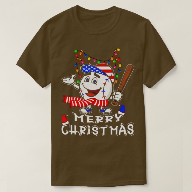 God jul Baseball Player jul Ljus X T Shirt (Design framsida)