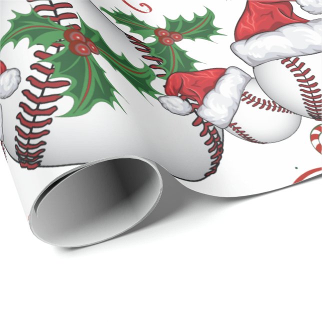 God jul Baseball Santa Presentpapper (Rullad Hörn)
