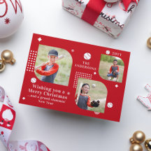 God jul Baseball Sport 3 Fotofamiljen Namn