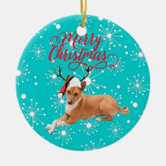God Jul Basenji Hund Julgransprydnad Keramik