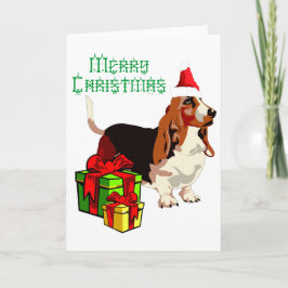 God jul Basset Hound-hälsningskort Helgkort