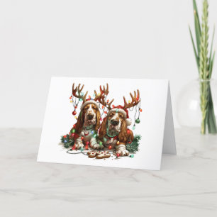God jul Basset Hound Hundar Helgkort
