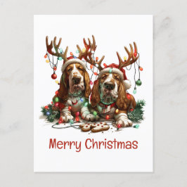 God jul Basset Hound Hundar Vykort