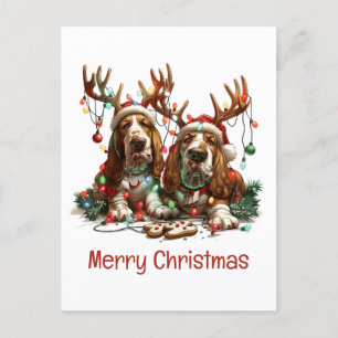 God jul Basset Hound Hundar Vykort