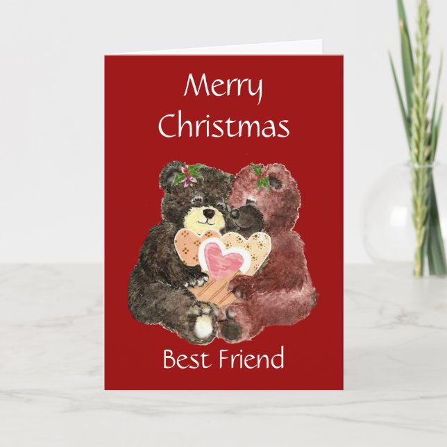 God jul bästa vän,Nalle Hugs Helgkort (Framsida)