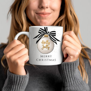 God jul Bauble Black and White Kaffemugg