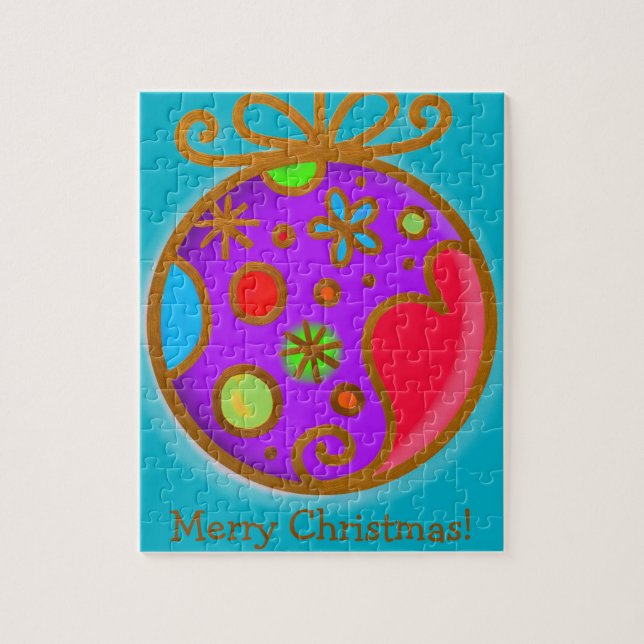 God jul Bauble Colorful Lila Red Pussel (Vertikal)