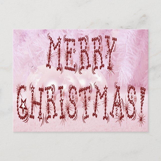 God jul Bauble och Stars Font Helg Vykort (Framsida)