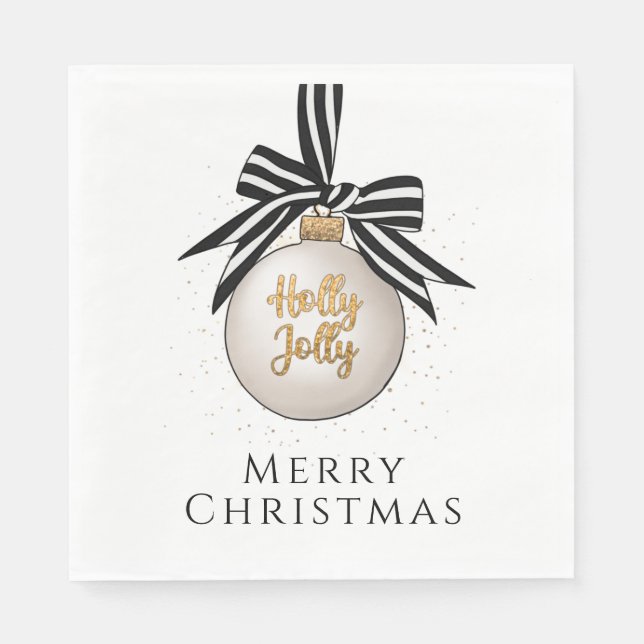God jul Bauble White Black Pappersservett (Framsidan)