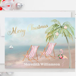 God jul Beach Flamingo Budget FLAT Helgdag Julkort