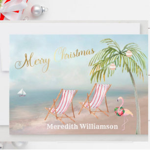 God jul Beach Flamingo Budget FLAT Helgdag Julkort