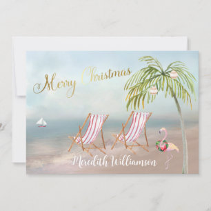 God jul Beach Flamingo Budget Julkort