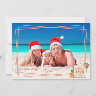 God jul Beach med ananas och blommor Julkort