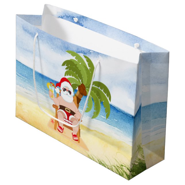 God jul - Beach Santa Large Gift Bag  (Framsidan Vinklad)